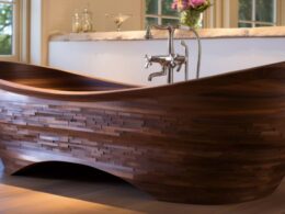 Drewniana zabudowa wanny w łazience - piękne i praktyczne rozwiązanie